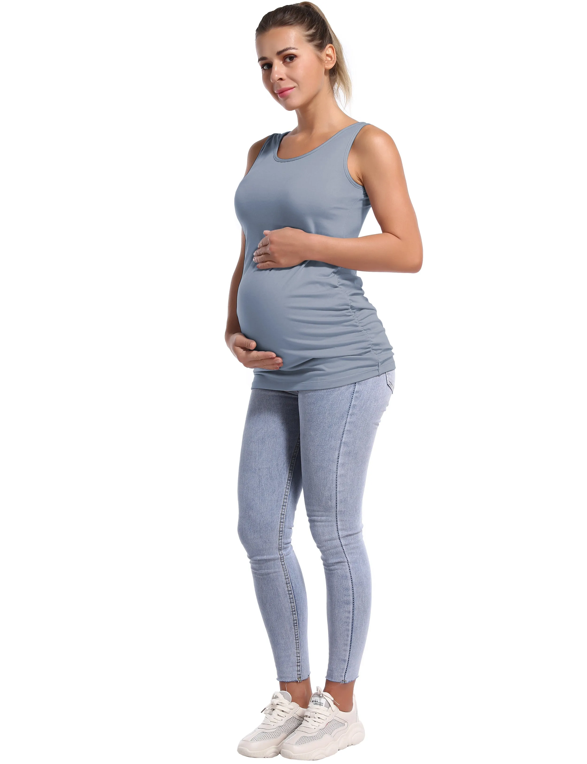 Maternity Side Shirred Tank Top heathergray_yoga