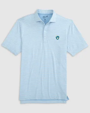 Milwaukee Brewers Clipperr Striped Jersey Performance Polo - Cooperstown Logo