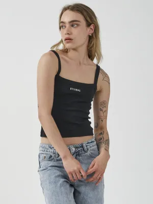 Minimal Thrills Rib Singlet - Washed Black