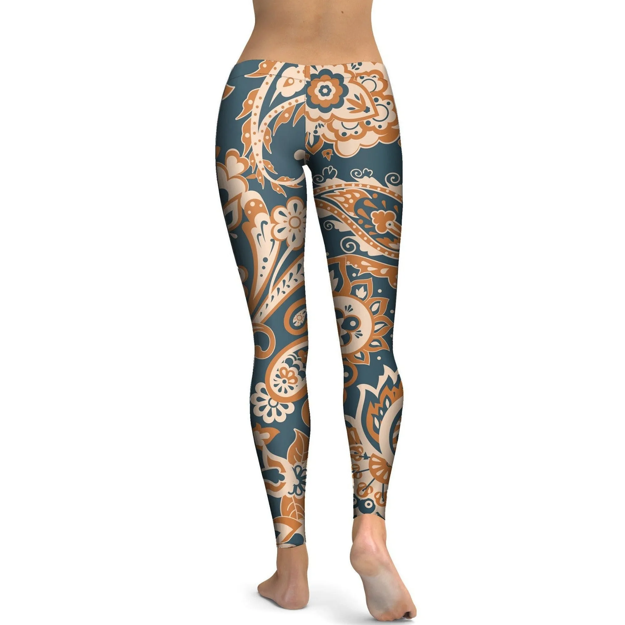 Orange Paisley Leggings