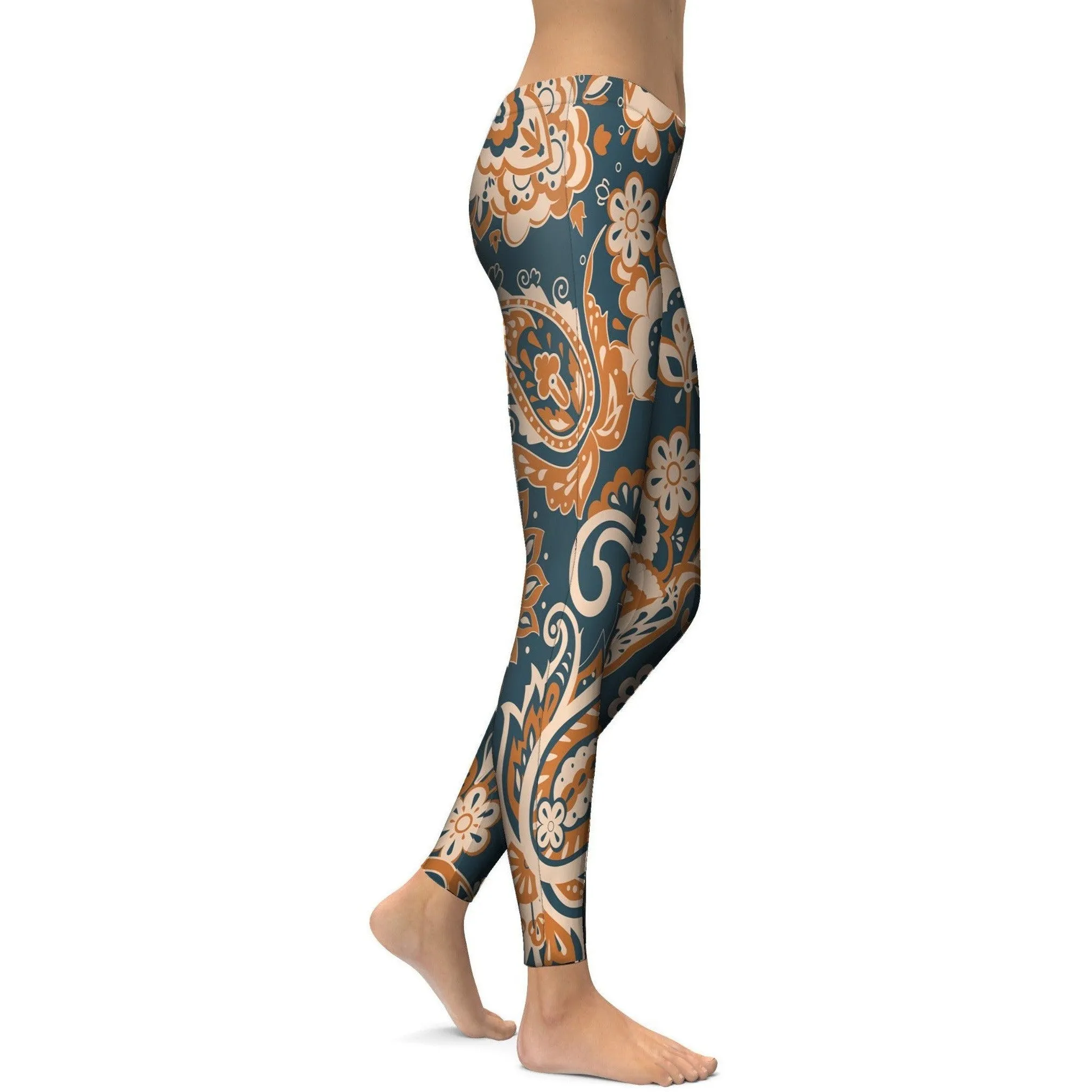 Orange Paisley Leggings