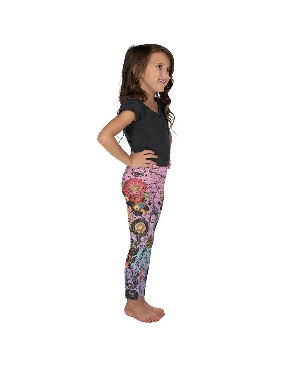 Pink Tattooed Lotus Kid's Leggings