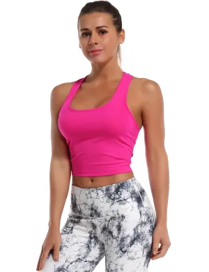 Racerback Athletic Crop Tank Tops magenta_Pilates