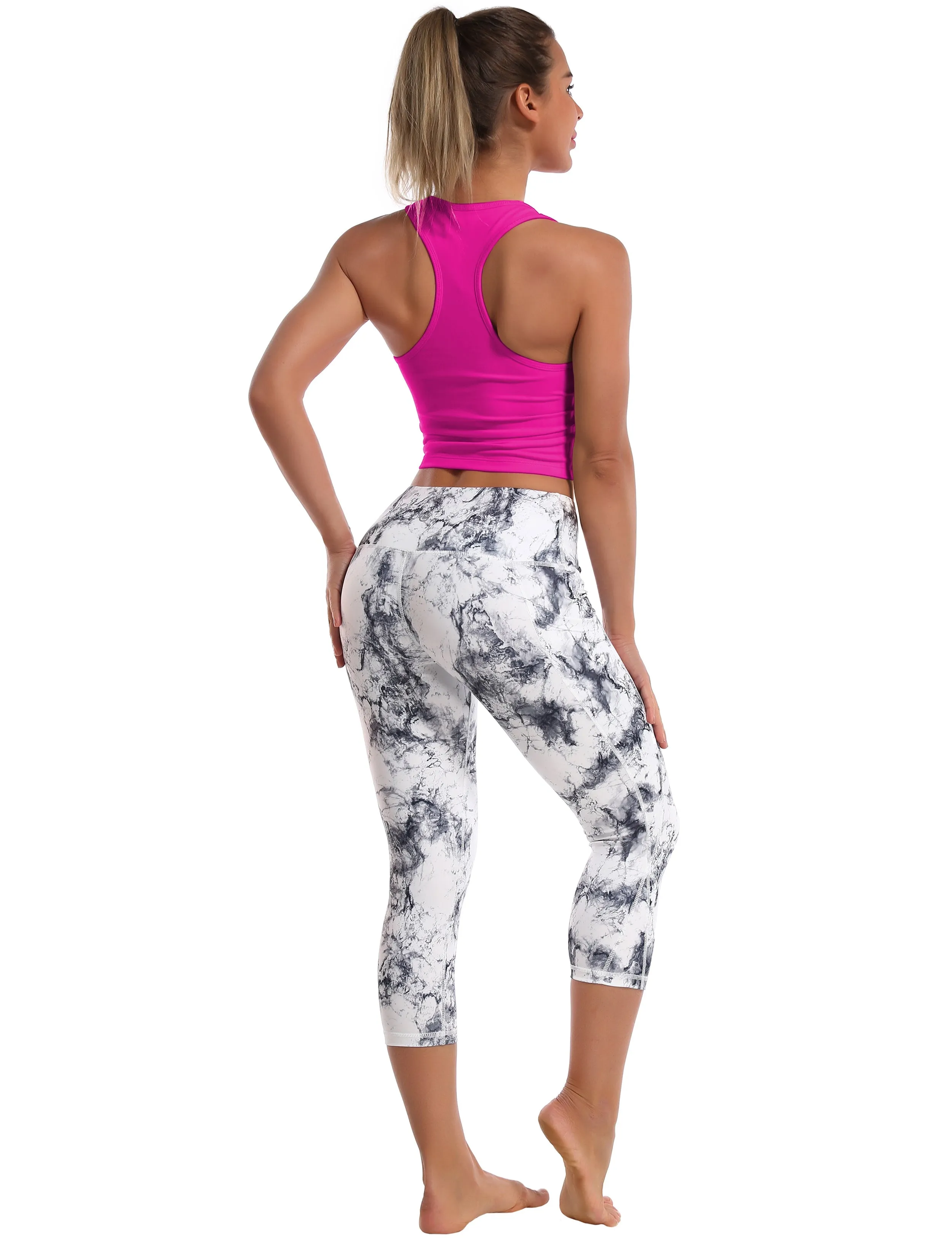 Racerback Athletic Crop Tank Tops magenta_Pilates