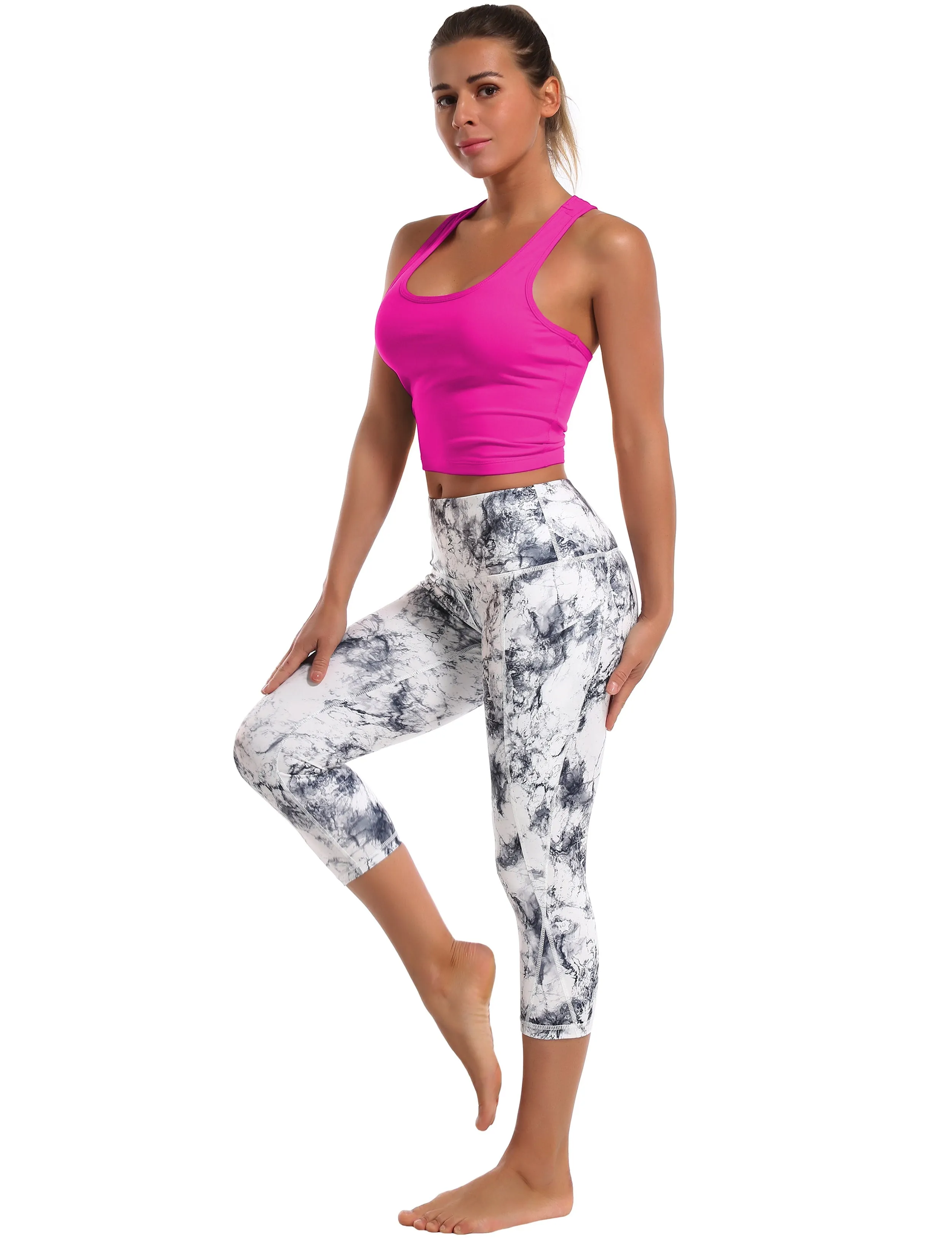 Racerback Athletic Crop Tank Tops magenta_Pilates