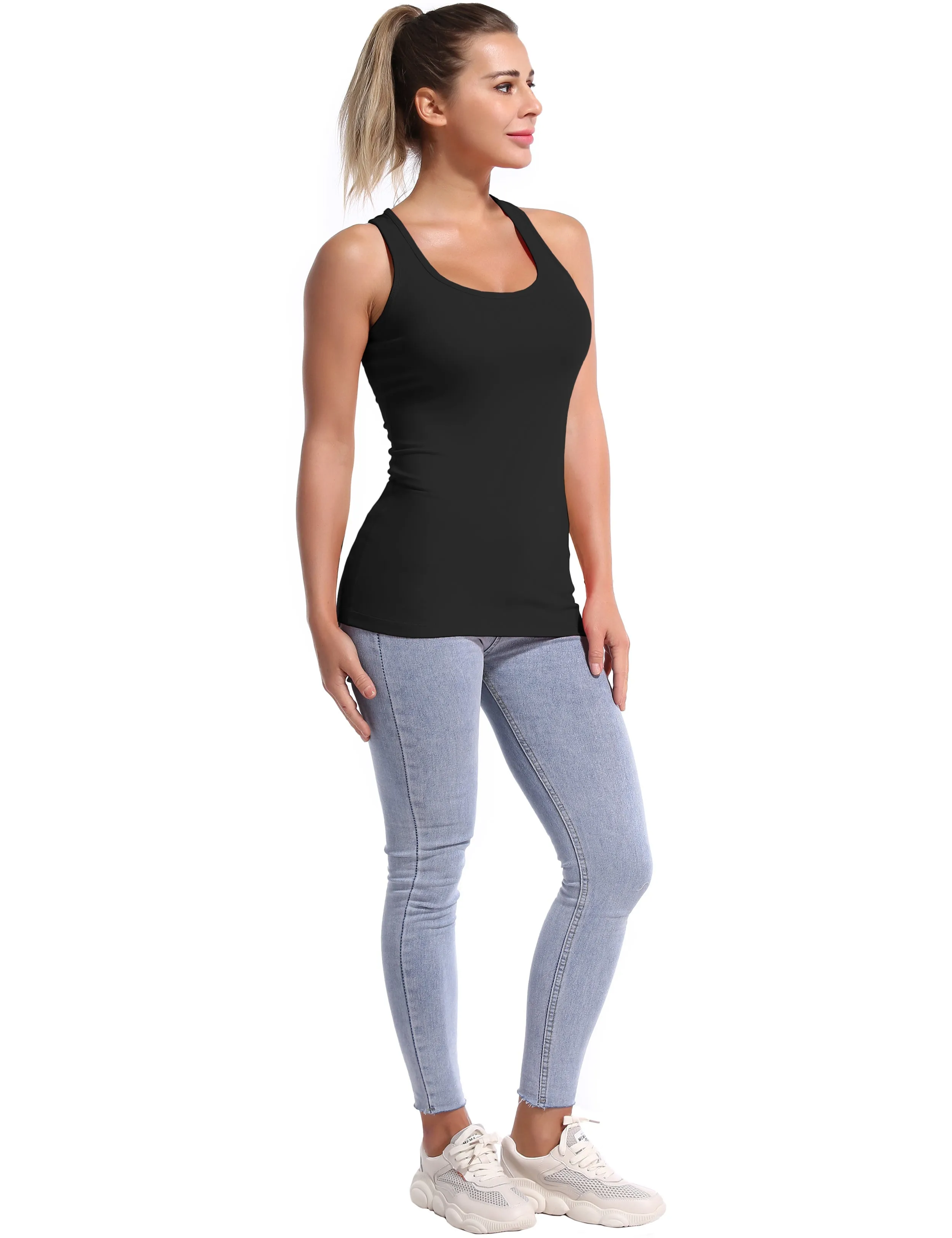 Racerback Athletic Tank Tops black_Gym