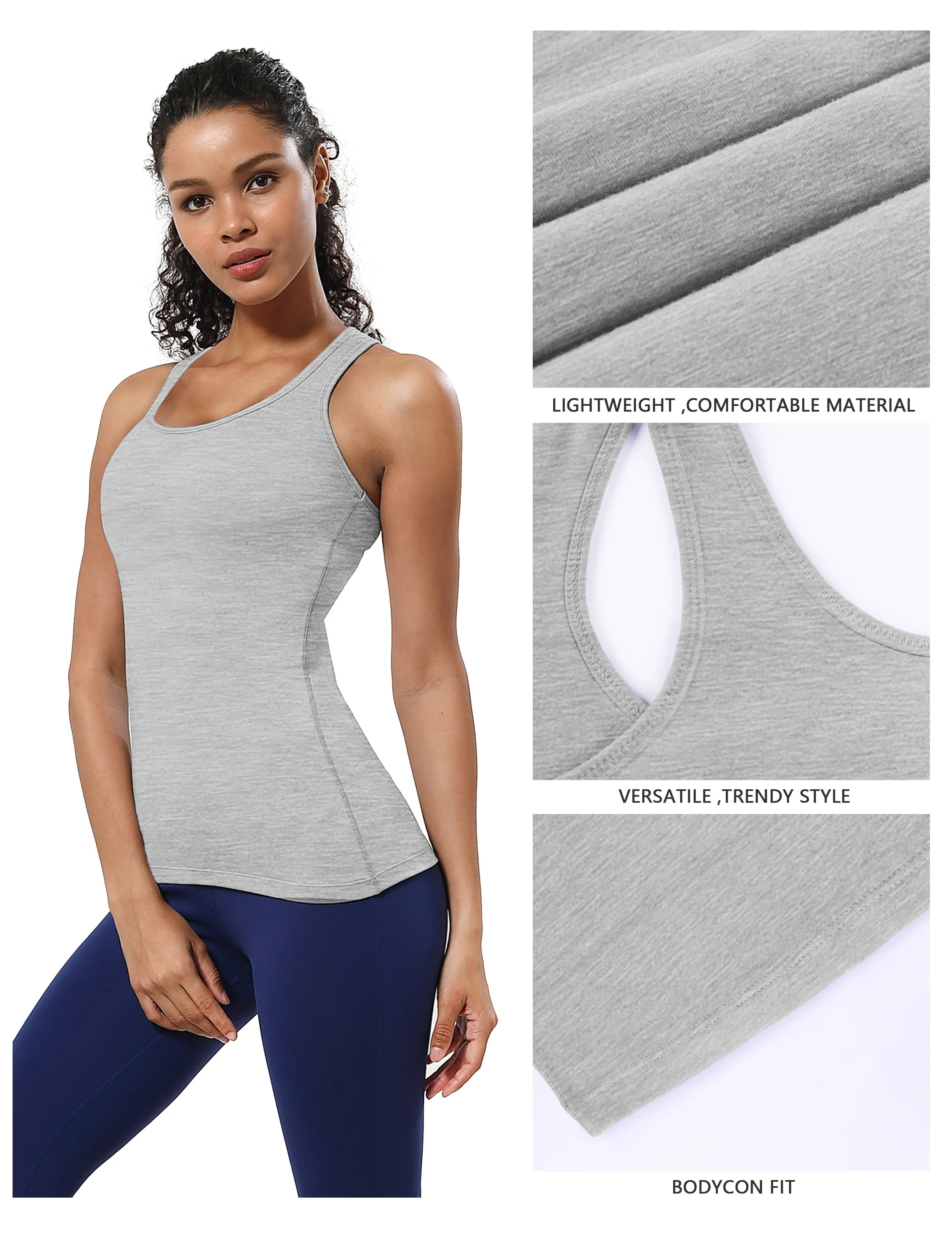 Racerback Athletic Tank Tops heathergray_Jogging