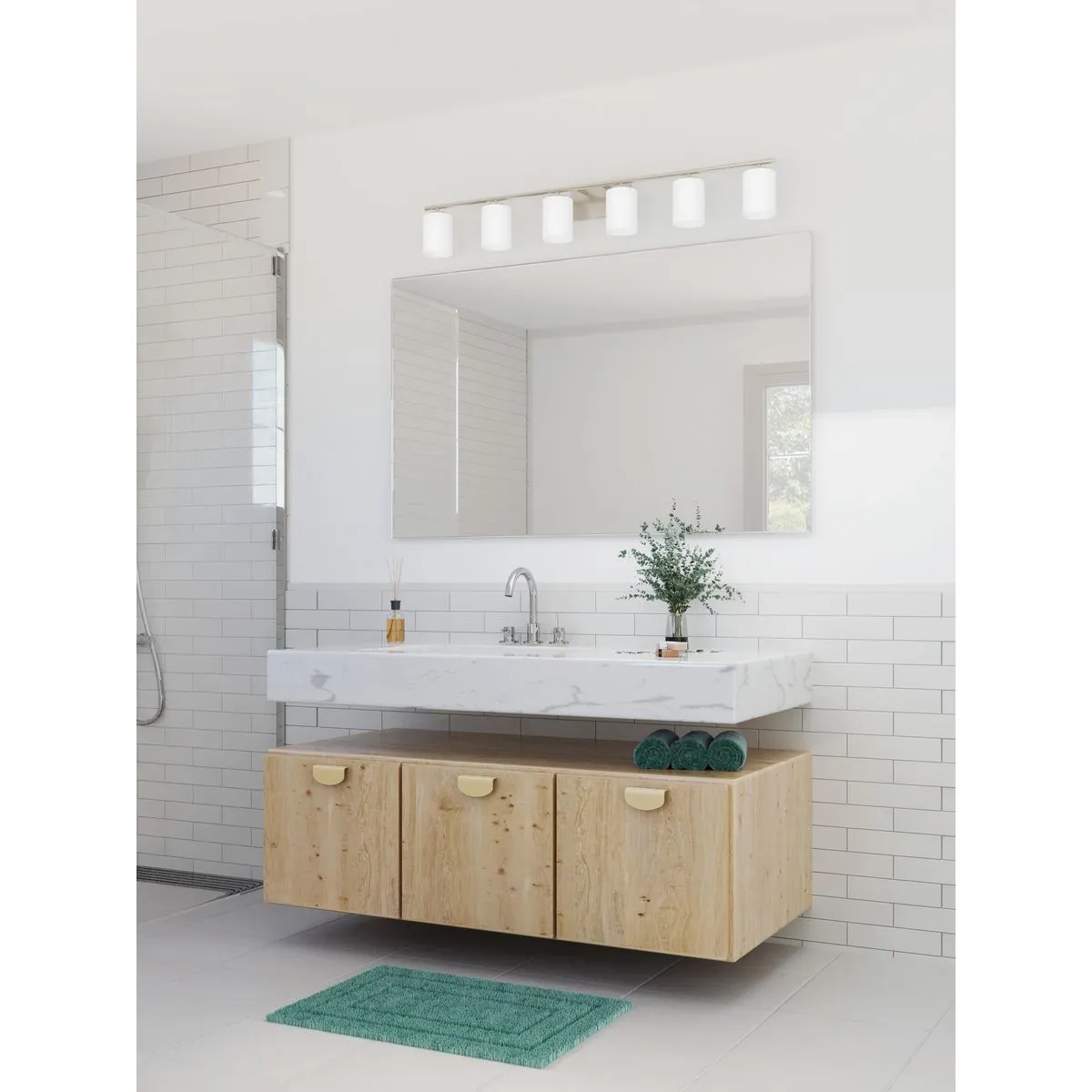 Replay Collection Six-Light Etched White Glass Bath Vanity Light