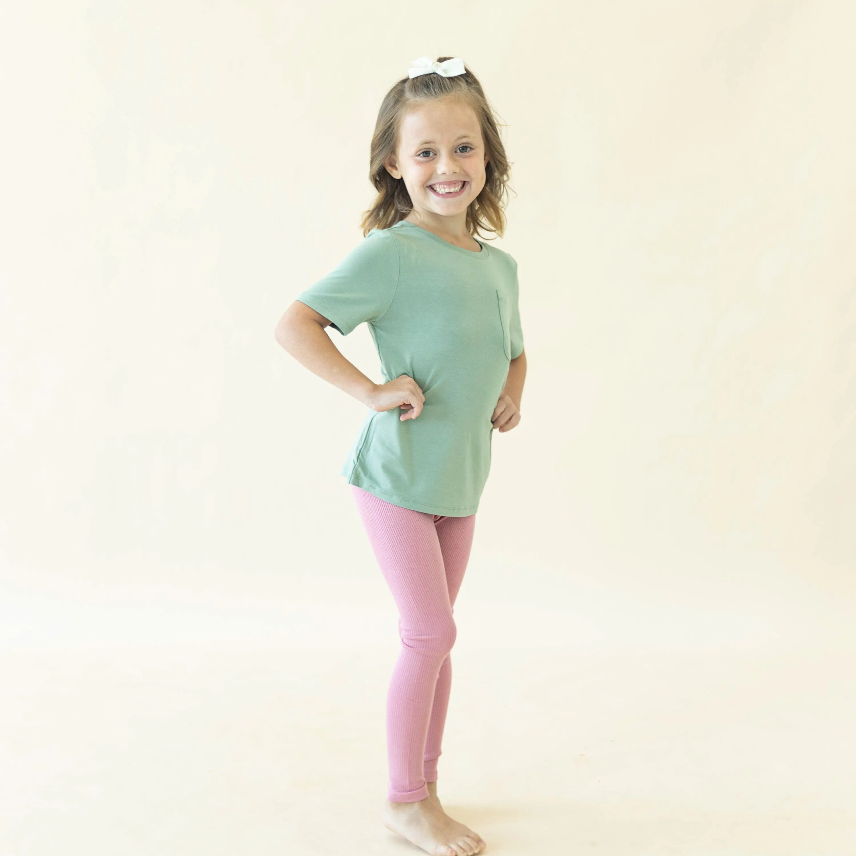 Ribbed Leggings in Apple Blossom