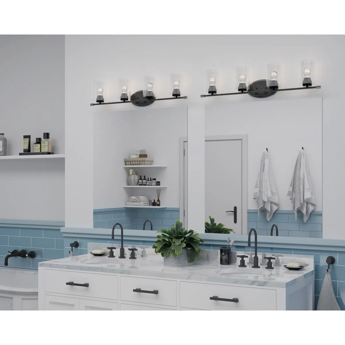 Riley Collection Four-Light Clear Glass Bath Vanity Light