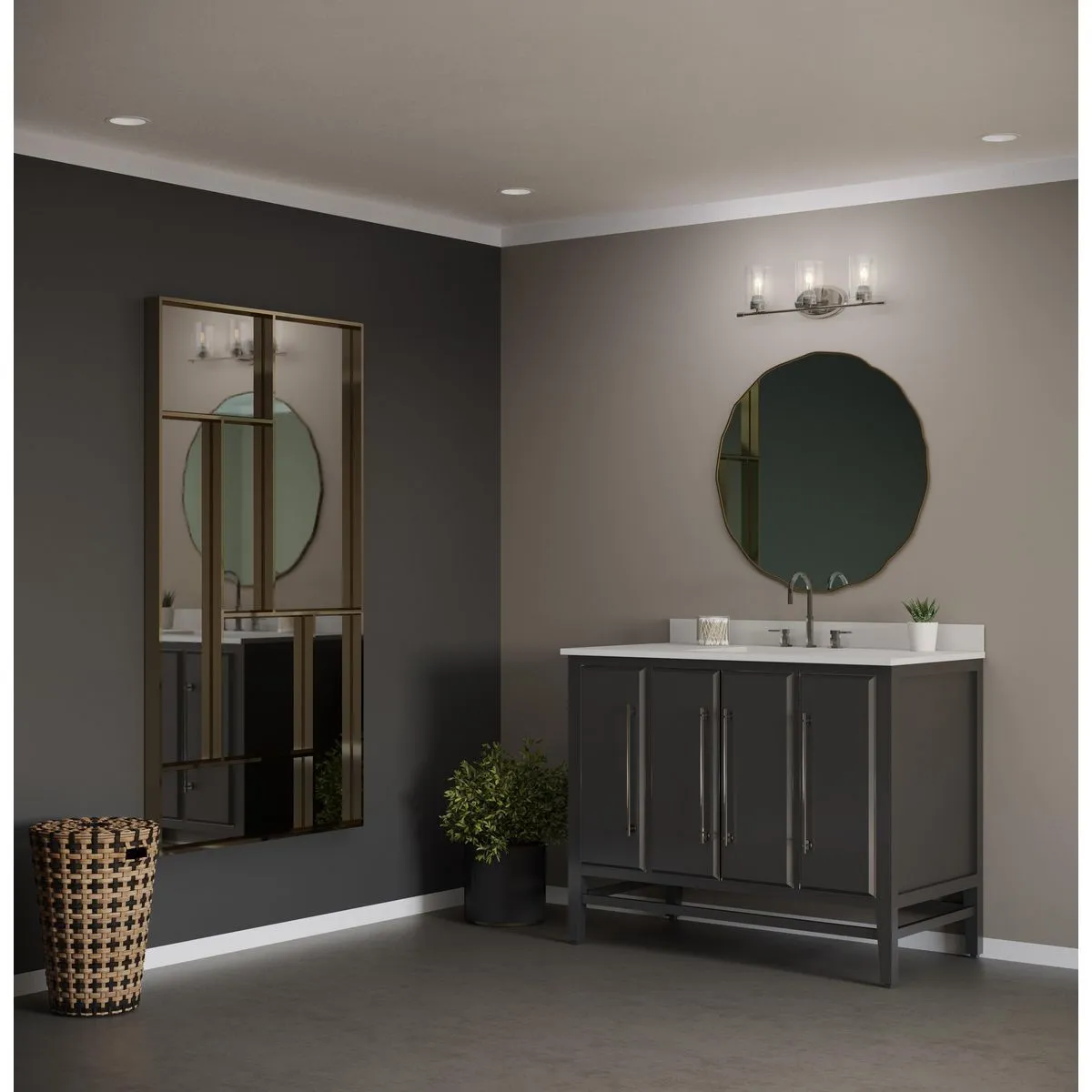Riley Collection Three-Light Clear Glass Bath Vanity Light