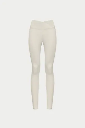 SCULPTING STRETCH CROSSOVER WAISTBAND LEGGINGS - BONE