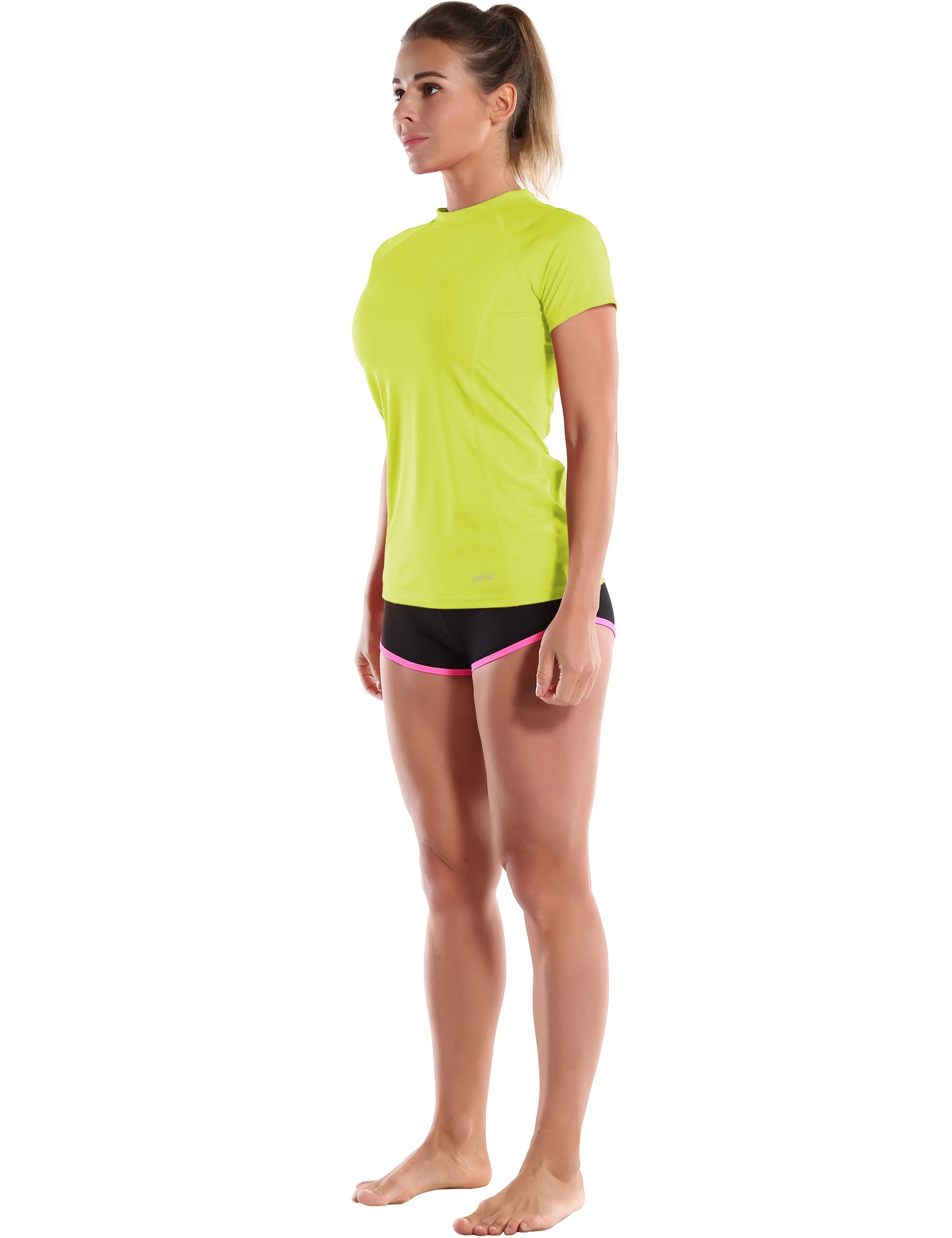 Short Sleeve UPF 50 Rashguard neonyellow_yoga