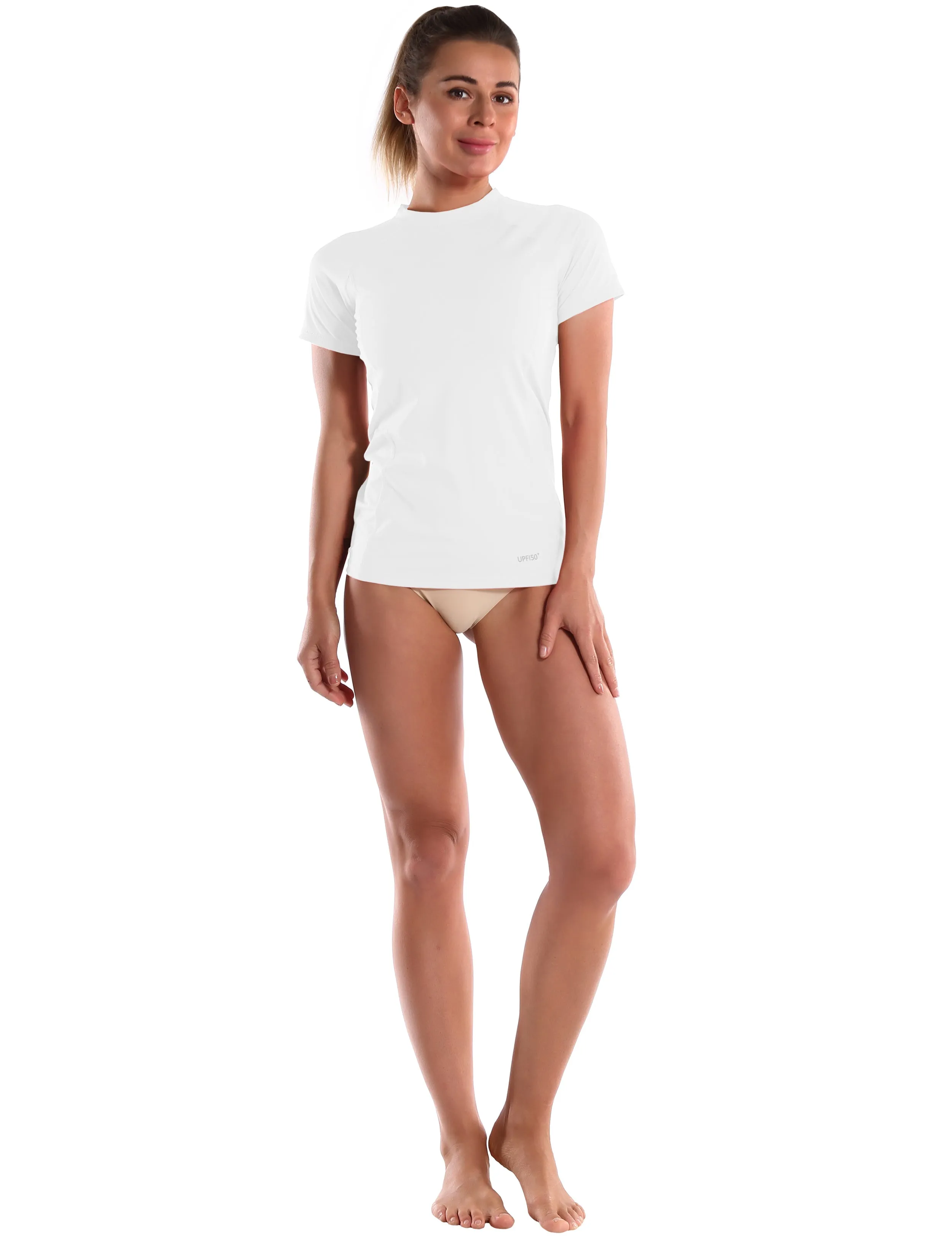 Short Sleeve UPF 50 Rashguard white_yoga