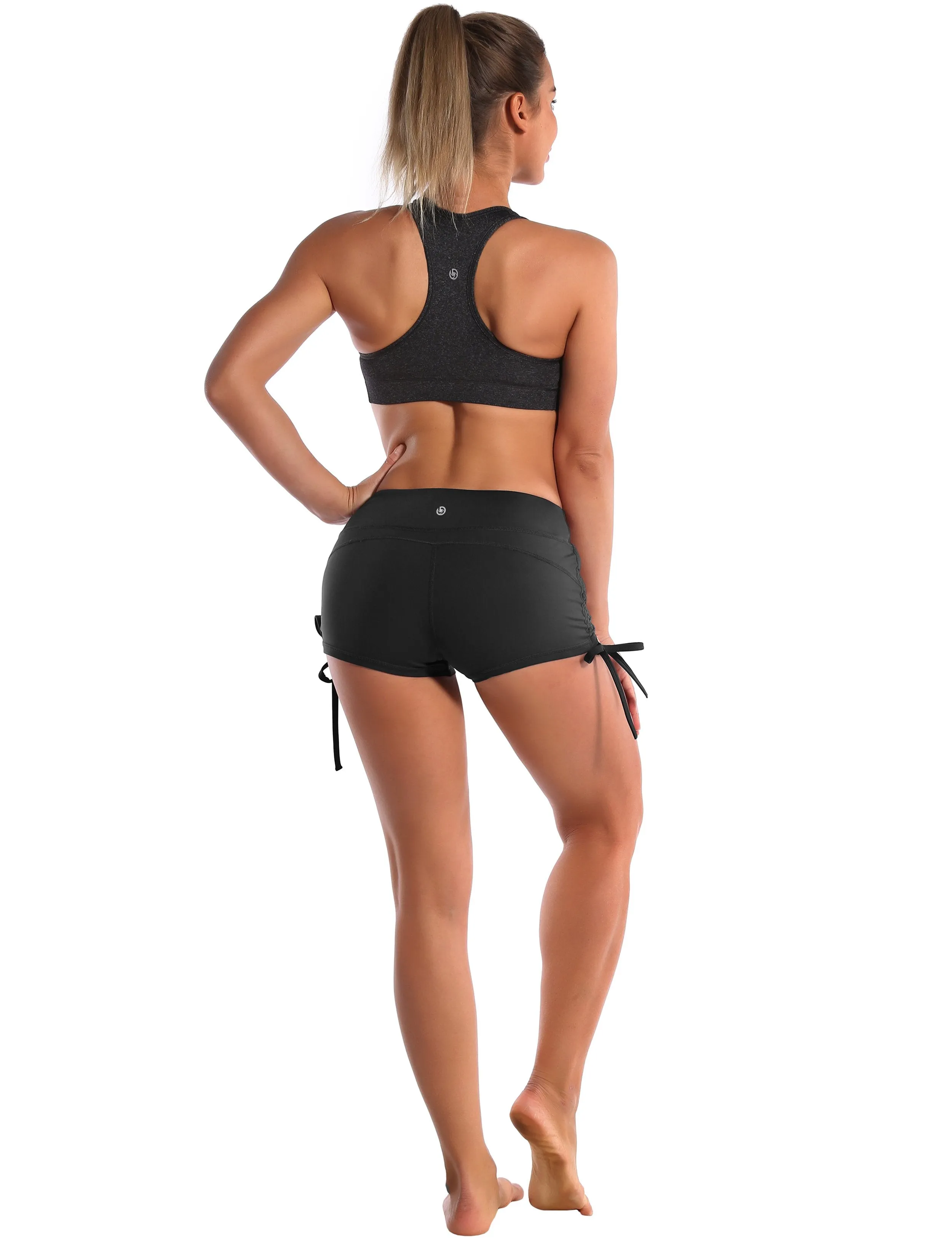 Side Drawstring Hot Shorts black ins_yoga