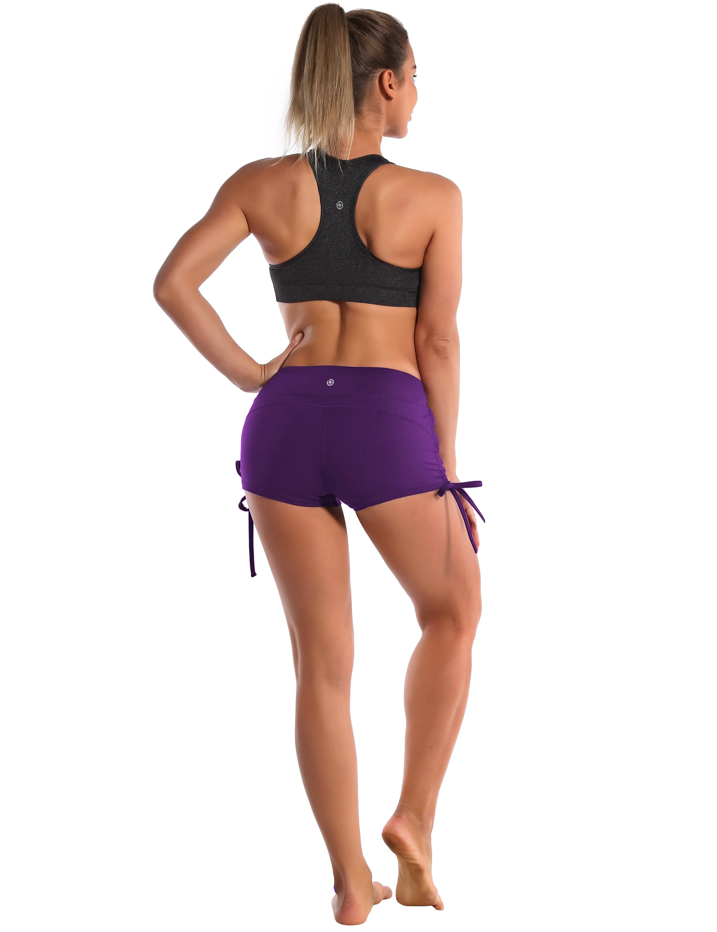 Side Drawstring Hot Shorts eggplantpurple_yoga
