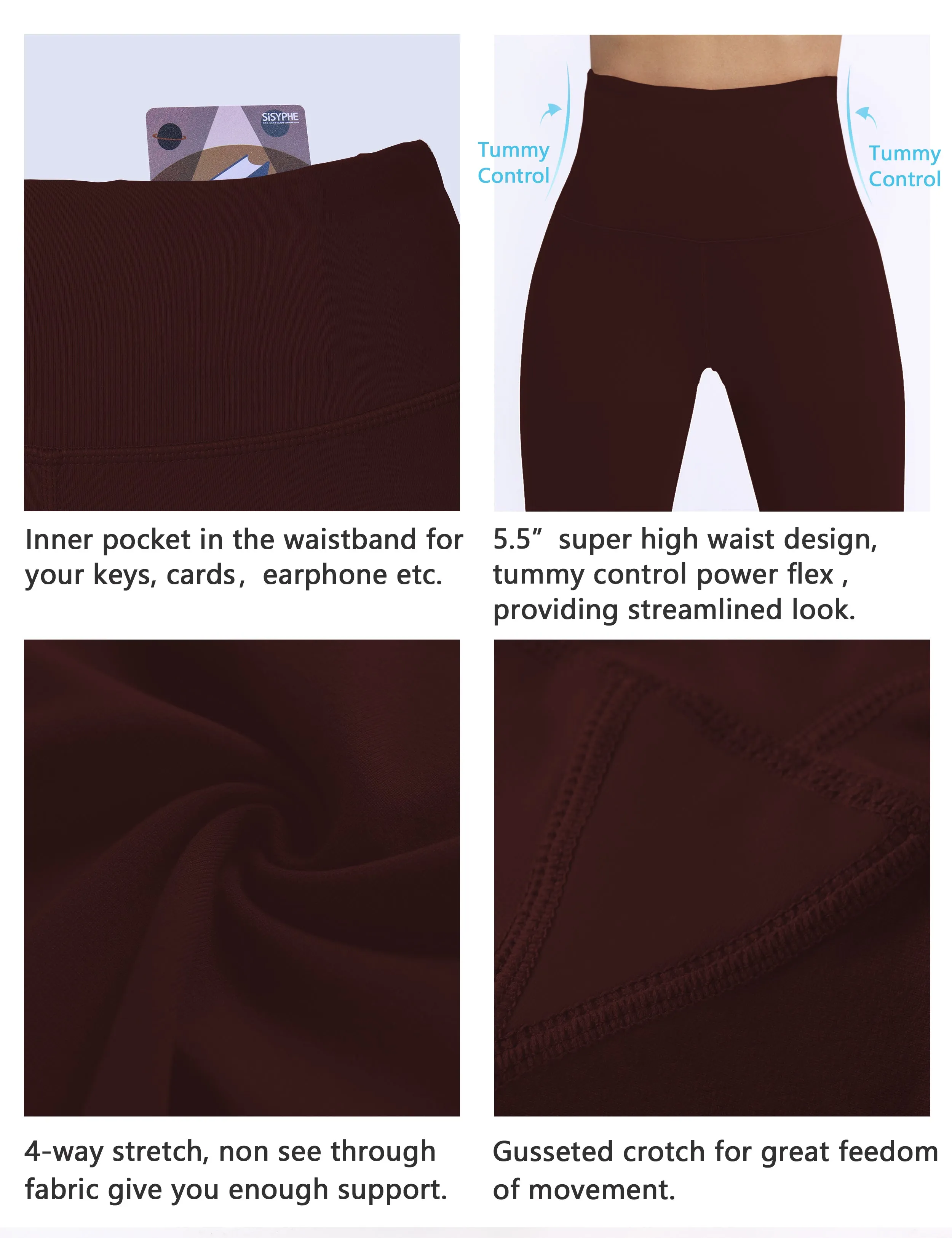 Super High Waist Yoga Pants mahoganymaroon_yoga