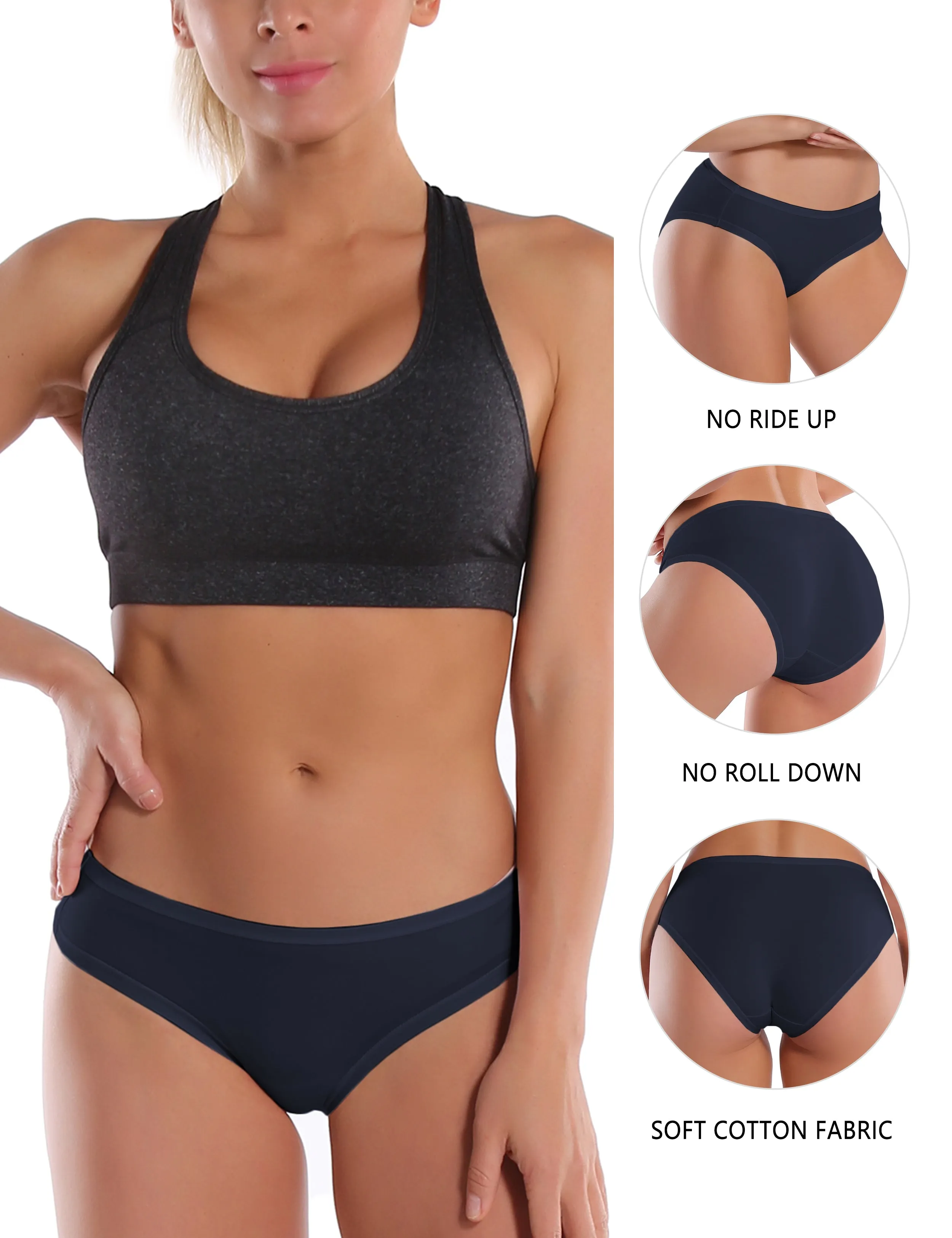 Super Soft Modal Sports Bikini Underwear darknavy_yoga