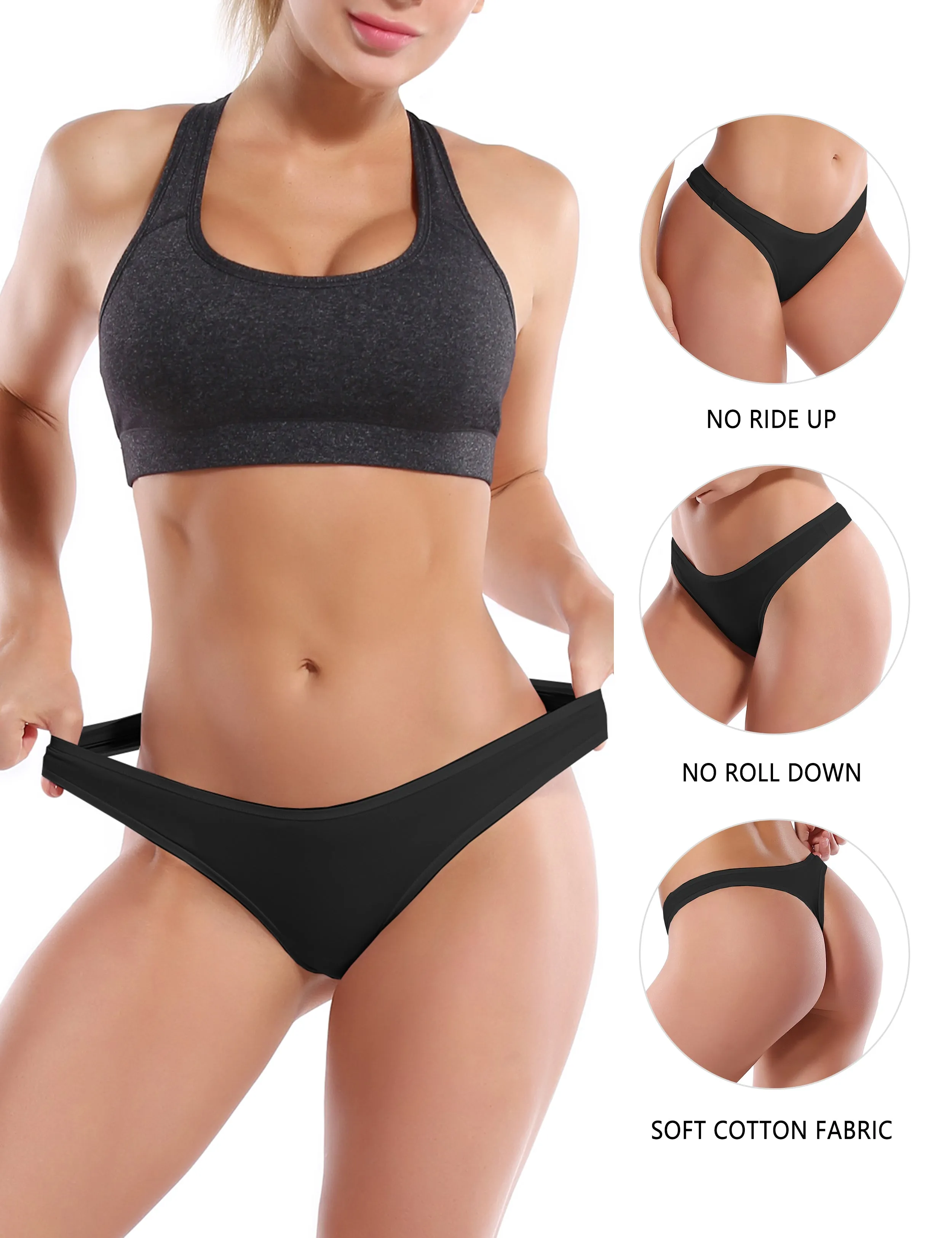Super Soft Modal Sports Thongs underwear Black_yoga