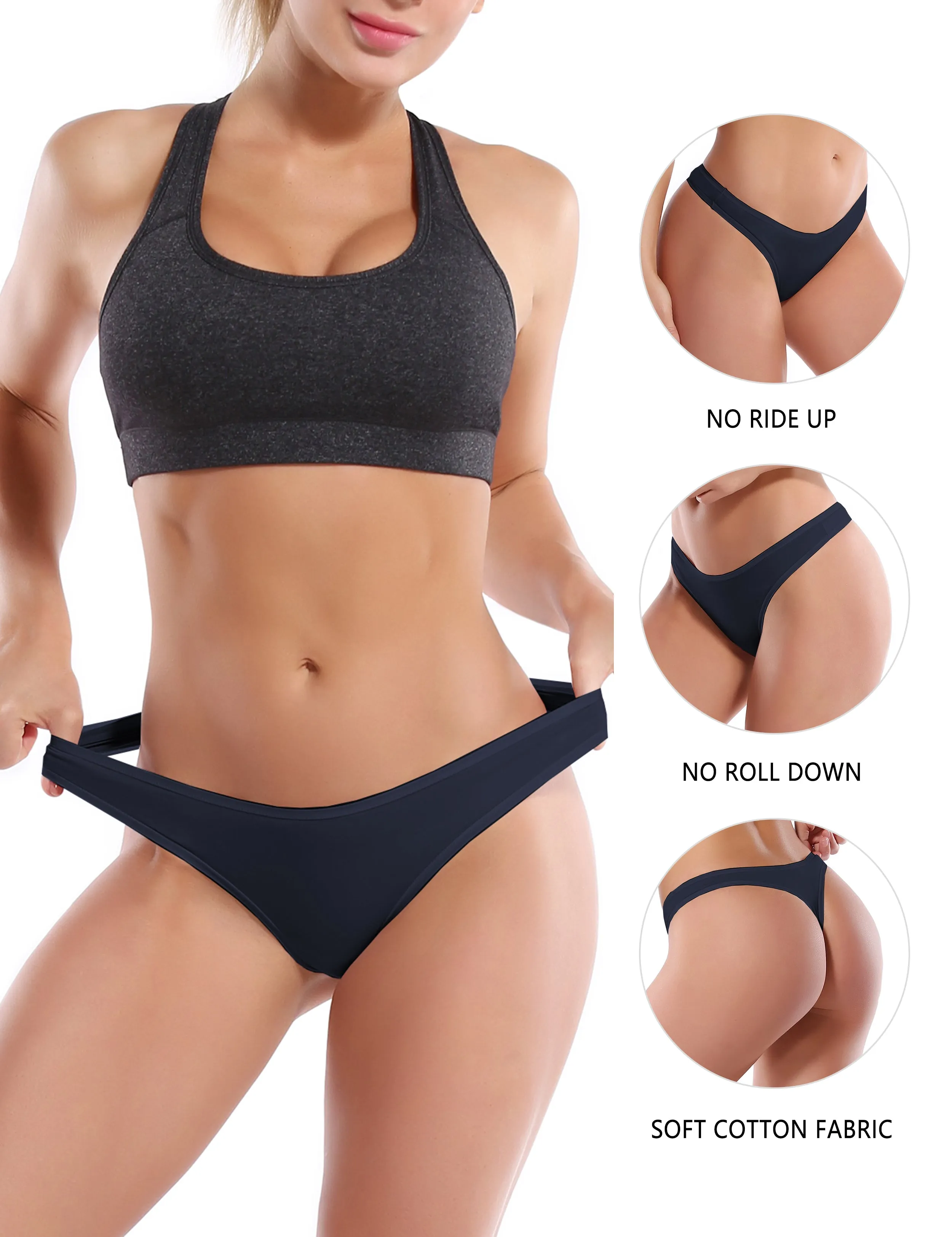 Super Soft Modal Sports Thongs underwear darknavy_yoga