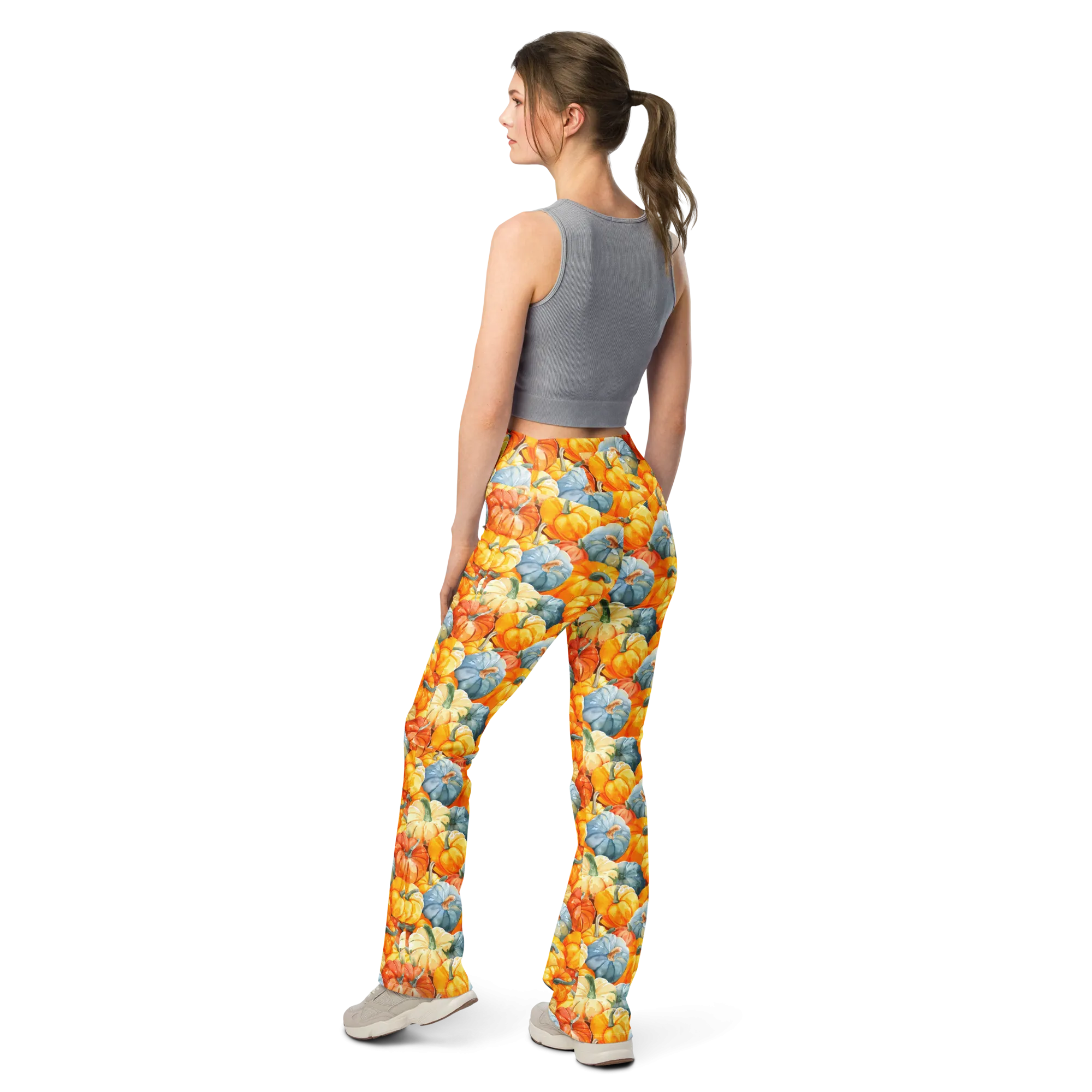 Watercolor Pumpkin Flare Leggings