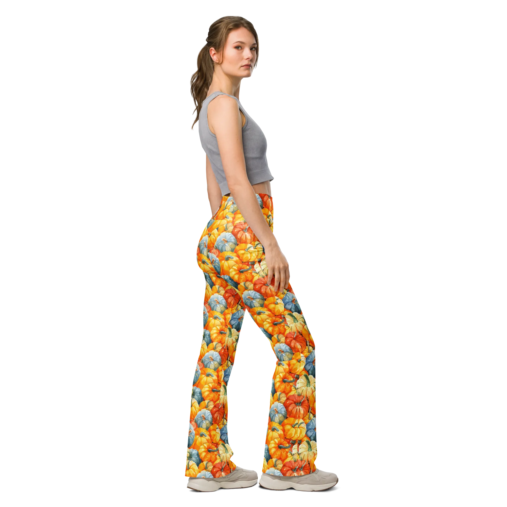 Watercolor Pumpkin Flare Leggings