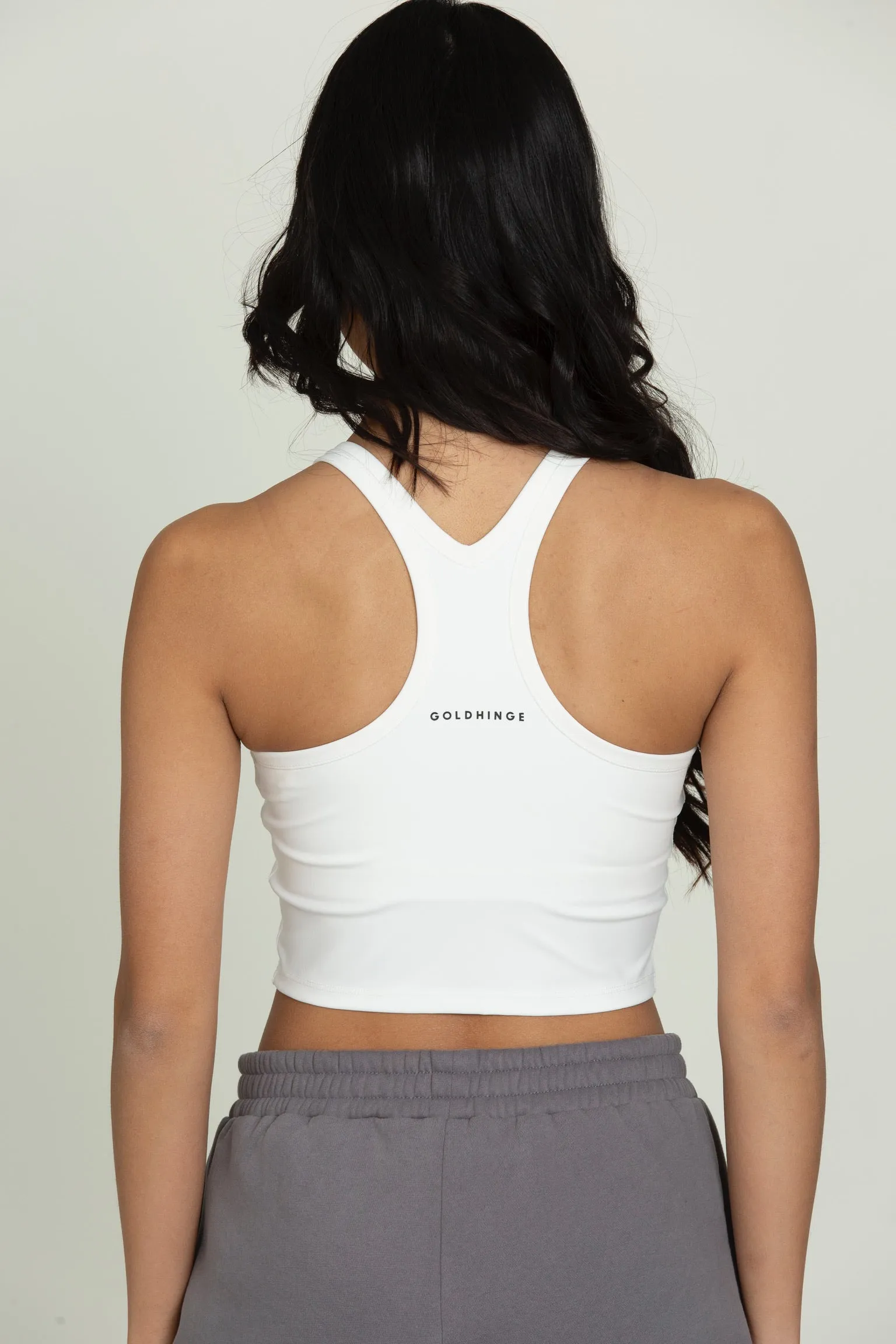 White Racerback Crop Tank