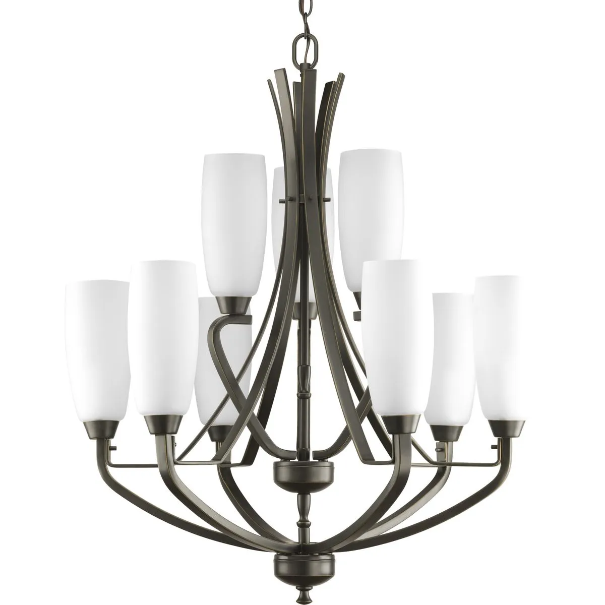 Wisten Collection Nine-Light Etched Glass Chandelier Light