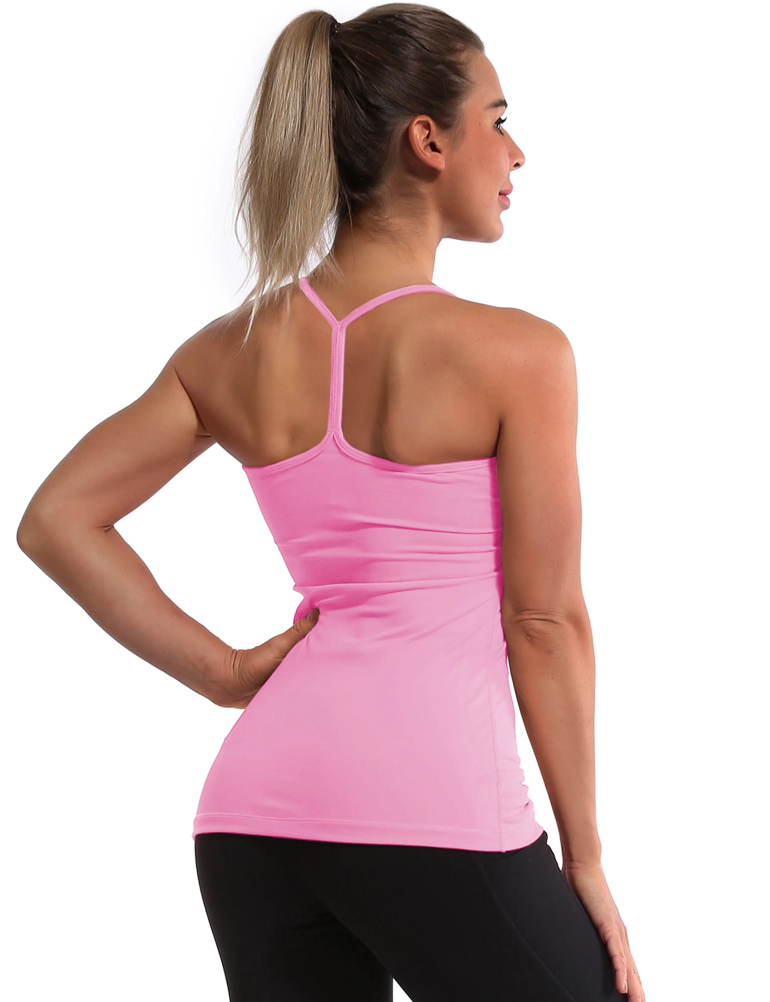 Y-back Spaghetti Strap Tank Tops lightpink_Jogging