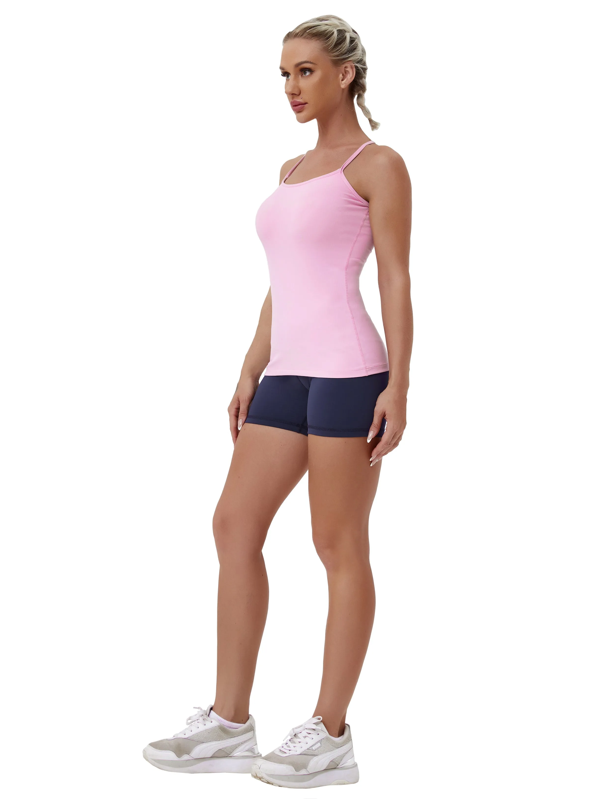 Y-back Spaghetti Strap Tank Tops lightpink_Jogging