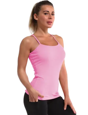 Y-back Spaghetti Strap Tank Tops lightpink_Jogging