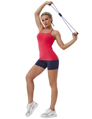 Y-back Spaghetti Strap Tank Tops red_Biking
