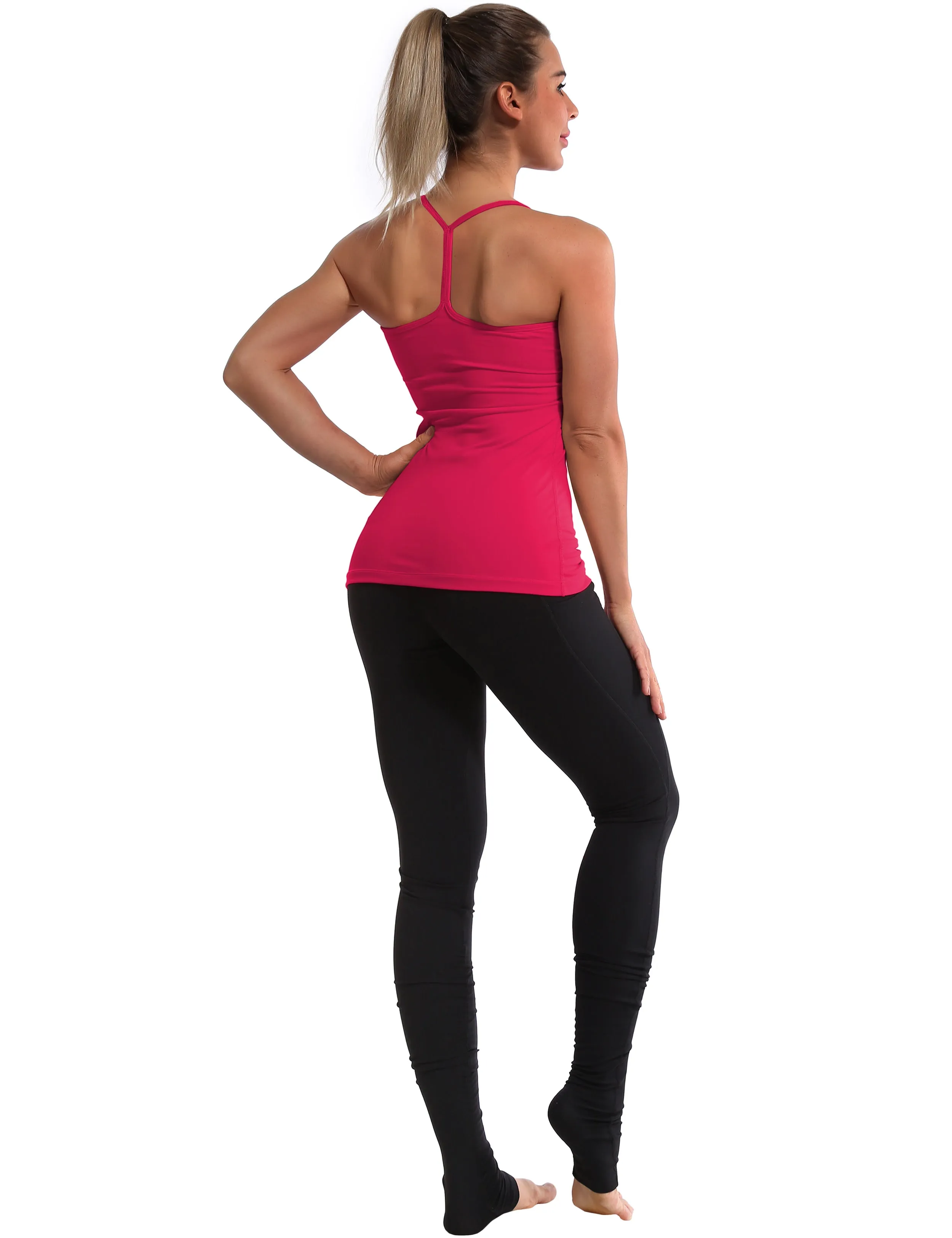 Y-back Spaghetti Strap Tank Tops red_Biking