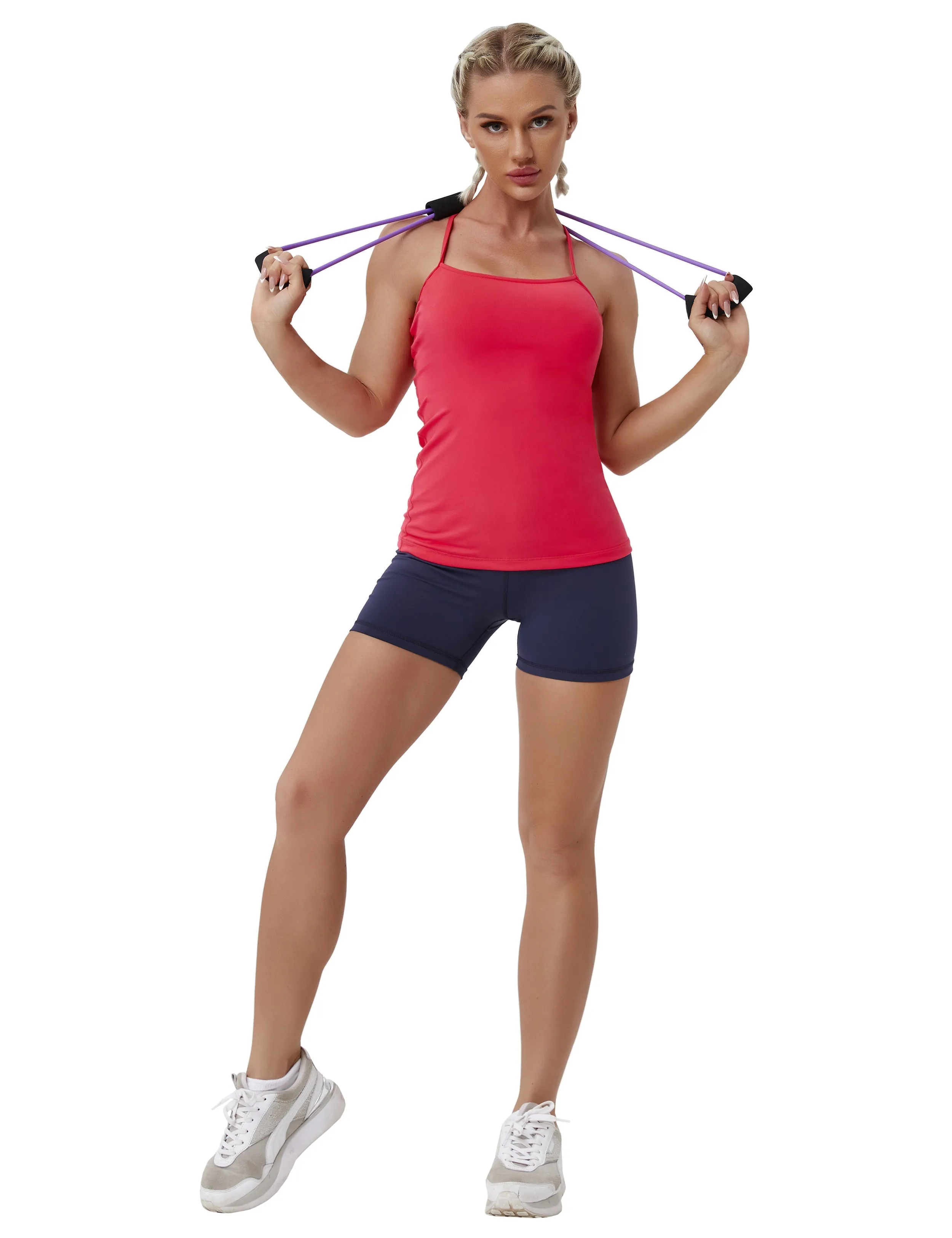 Y-back Spaghetti Strap Tank Tops red_Biking