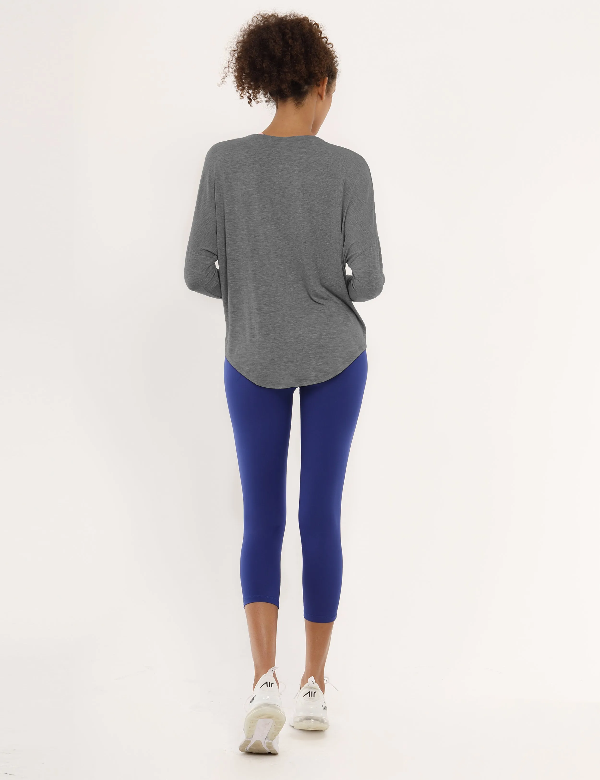 Yoga Batwing Tunic Tops heathercharcoal