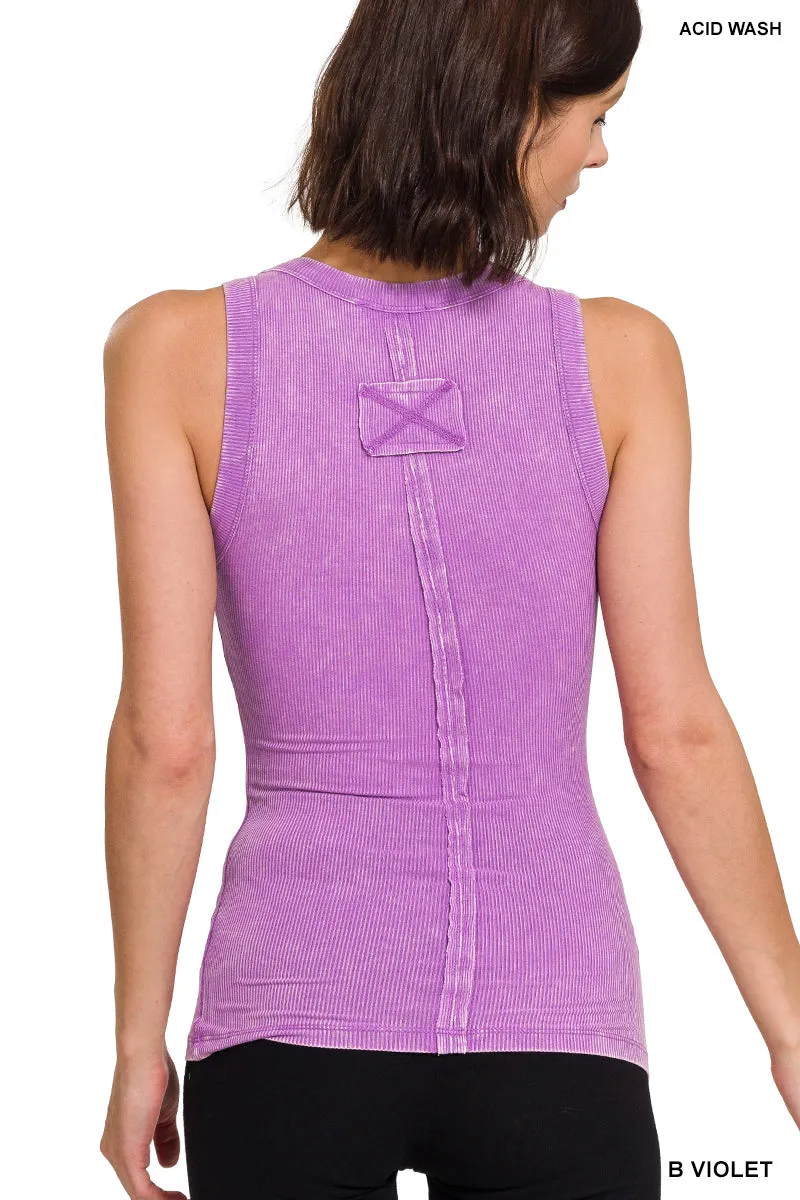 Zenana Mineral Washed Ribbed Knit Tank RTW-8442