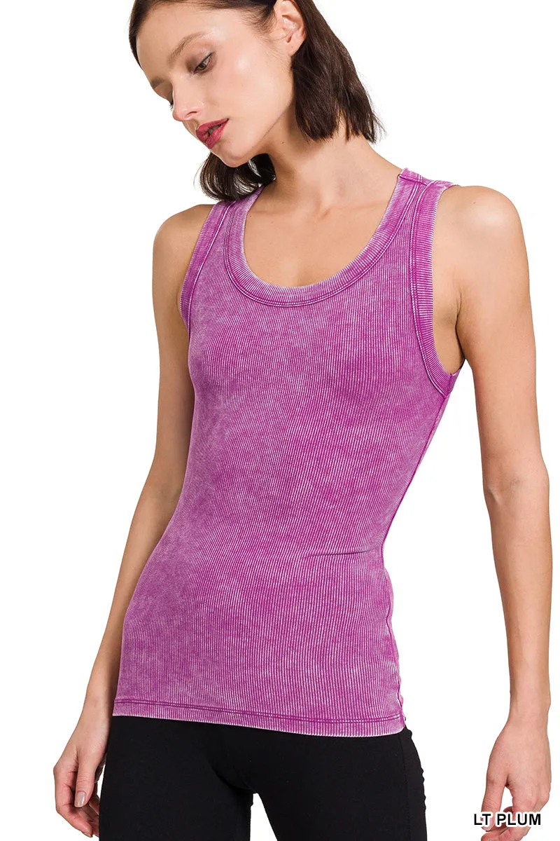 Zenana Mineral Washed Ribbed Knit Tank RTW-8442